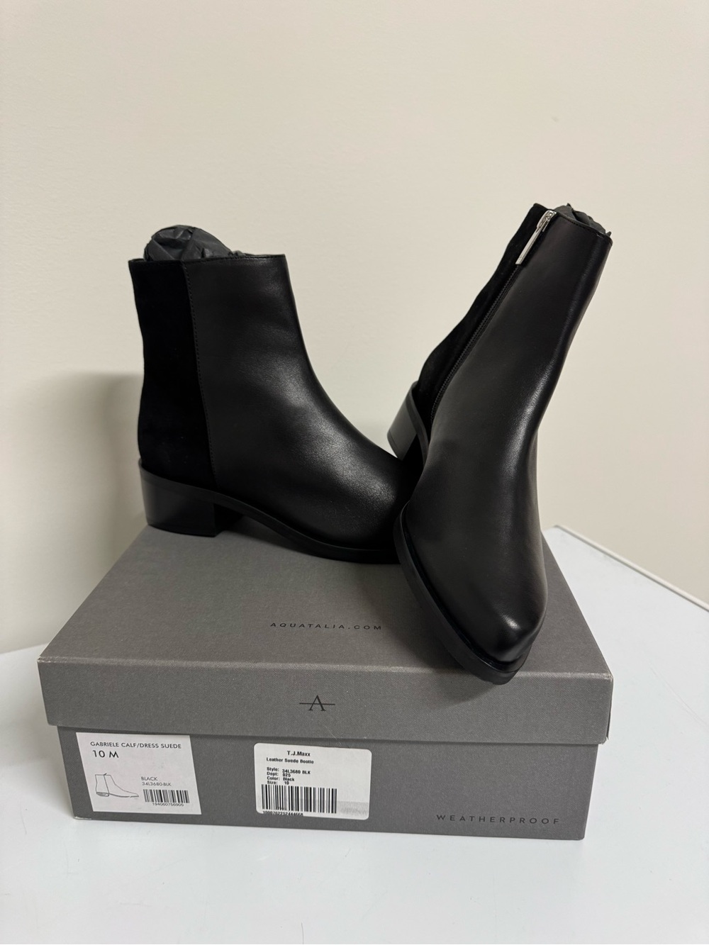 Aquatalia Black Leather Ankle Boots